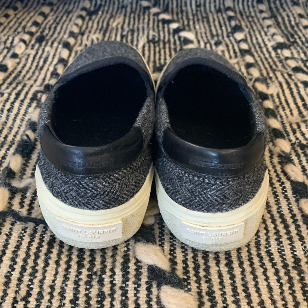 Saint Laurent Wool Herringbone Slip-on Sneakers - Picture 4 of 6